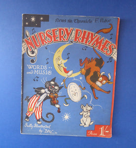 1930s Nursery Rhymes Paperback Music Book with Fabulous Illustrations by Baz