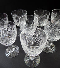 Load image into Gallery viewer, LARGE Pair of Vintage EDINBURGH CRYSTAL Wine Glasses. Iona Pattern. Etched mark for 1980s
