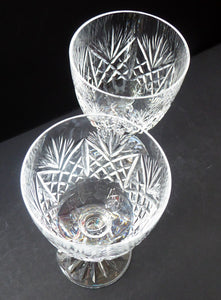 LARGE Pair of Vintage EDINBURGH CRYSTAL Wine Glasses. Iona Pattern. Etched mark for 1980s