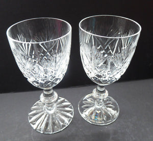 Pair of Vintage EDINBURGH CRYSTAL Sherry or Liqueur  Glasses. Iona Pattern. Etched mark for 1980s