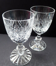 Load image into Gallery viewer, Pair of Vintage EDINBURGH CRYSTAL Sherry or Liqueur  Glasses. Iona Pattern. Etched mark for 1980s
