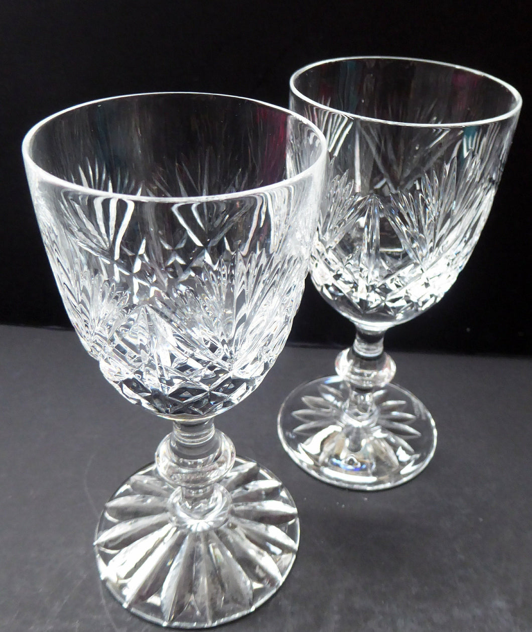 Pair of Vintage EDINBURGH CRYSTAL Sherry or Liqueur  Glasses. Iona Pattern. Etched mark for 1980s