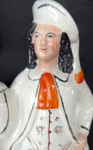 Load image into Gallery viewer, LARGE Antique STAFFORDSHIRE Figurine of a Country Couple Back from Harvest; Height 12 1/2 inches
