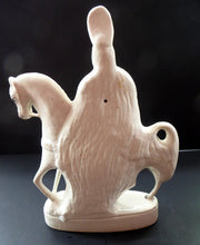 Load image into Gallery viewer, HUGE Antique Victorian STAFFORDSHIRE Figurine. Kilted Scotsman on Horseback. 14 inches height. Great Display Piece
