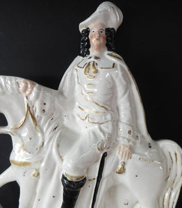 Antique Victorian STAFFORDSHIRE Figurine. Man on Horseback; 11 inches