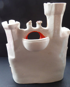LARGE Antique Flat Back Staffordshire Pottery Baronial Castle Watch Holder