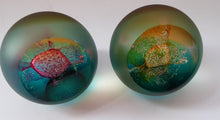 Load image into Gallery viewer, Scottish Glass. PAIR of Boxed Vintage Caithness Glass Paperweights. Alpha and Omega. LIMITED EDITION of 150
