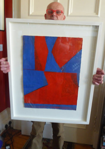 Frank Beanland Abstract Spot Painting Red and Blue Abstract