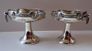 1930s Matching Pair of  Sterling Solid Silver Comports or Footed Dishes with Fine Celtic Decoration. HENRY MATTHEWS Maker's Mark