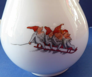 Vintage NORWEGIAN Porsgrund NISSE Elves or Gnomes Coffee Pot. Dated on the base 1992. 9 inches in height