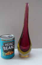 Load image into Gallery viewer, 1960s Murano SOMMERSO Dark Red and Yellow Glass Vase.  Height 10 1/2 inches
