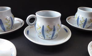 SCOTTISH POTTERY. 1950s BUCHAN Stoneware Teacup and Saucer. Vintage HEBRIDES Pattern
