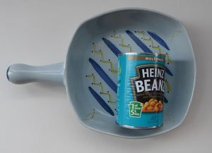 SCOTTISH POTTERY. 1950s BUCHAN Stoneware Skillet or Square Serving Dish with Handle. Vintage HEBRIDES Pattern