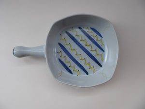 SCOTTISH POTTERY. 1950s BUCHAN Stoneware Skillet or Square Serving Dish with Handle. Vintage HEBRIDES Pattern