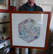 Load image into Gallery viewer, LARGE George Bain Style Celtic Revival Framed Embroidered Panel in Fine Period Frame. Design taken from the Book of Kells
