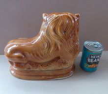 Load image into Gallery viewer, Large ANTIQUE Victorian Staffordshire Recumbent Lion with Glass Eyes. 11 inches in length
