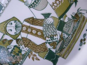 FOUR Norwegian 1960s Figgjo Flint Turi Design ‘Market’ Side Plates. Diameter 7 1/4 inches