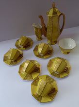 Load image into Gallery viewer, 1930s George V Art Deco Full Coffee Set. Yellow and Gold
