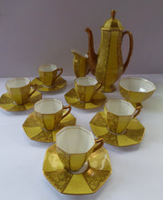 Load image into Gallery viewer, 1930s George V Art Deco Full Coffee Set. Yellow and Gold
