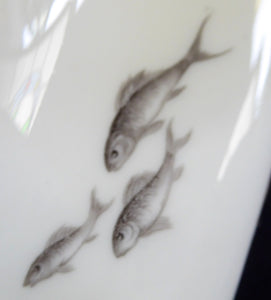 MASSIVE Thomas (Rosenthal) 1940s ART DECO Leaping Fish Plates. 24 1/2 inches long