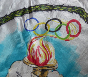 Vintage 1956 Australian Olympic Games Melbourne Souvenir Silk Scarf