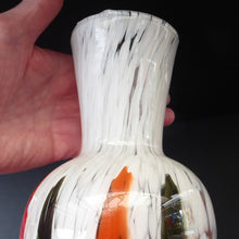 Load image into Gallery viewer, ITALIAN 1960s Glass Vase. Hand Blown with Mottled White Body and Red and Black Striped Inclusions
