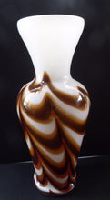 Load image into Gallery viewer, Tall Mid Century Italian V.B Opaline ZEBRA Stripe Glass Vase. 13 3/4 inches in height
