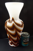 Load image into Gallery viewer, Tall Mid Century Italian V.B Opaline ZEBRA Stripe Glass Vase. 13 3/4 inches in height
