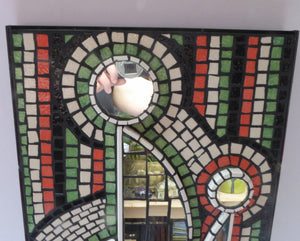 Vintage 1960s MOSAIC PANEL. Abstract Design on Heavy Wooden Constructed Panel. Mosaic Tiles and Mirrors. Stunning Original Vintage Artwork