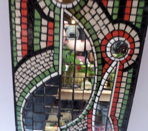 Vintage 1960s MOSAIC PANEL. Abstract Design on Heavy Wooden Constructed Panel. Mosaic Tiles and Mirrors. Stunning Original Vintage Artwork