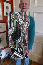 Load image into Gallery viewer, Vintage 1960s MOSAIC PANEL. Abstract Design on Heavy Wooden Constructed Panel. Mosaic Tiles and Mirrors. Stunning Original Vintage Artwork
