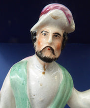 Load image into Gallery viewer, Rarer PAIR of Antique Staffordshire Figures: Colonel Peard &amp; Garibaldi. Unification of Italy Historical Interest; c 1860

