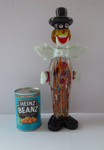Load image into Gallery viewer, LARGE 12 3/4 inches Vintage MURANO GLASS Clown. Black Top Hat and Massive White Bow
