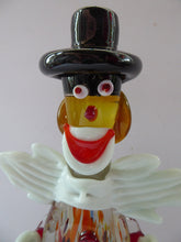 Load image into Gallery viewer, LARGE 12 3/4 inches Vintage MURANO GLASS Clown. Black Top Hat and Massive White Bow
