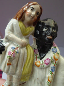 Victorian Staffordshire ANTIQUE Figurine of Uncle Tom and Little Eva  (c 1855). Literary Interest: Uncle Tom's Cabin