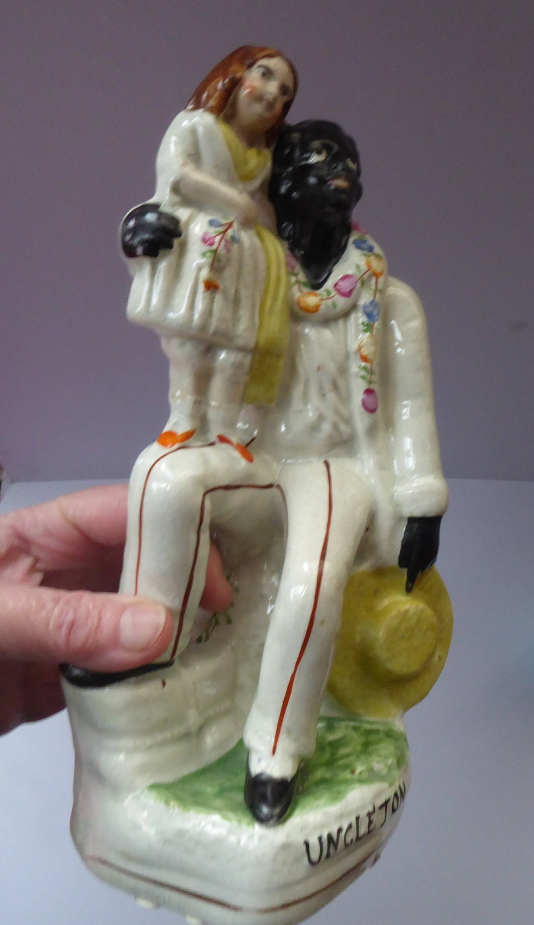 Victorian Staffordshire ANTIQUE Figurine of Uncle Tom and Little Eva  (c 1855). Literary Interest: Uncle Tom's Cabin