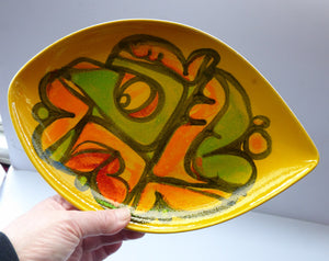 Early 1970s POOLE DELPHIS Shield Dish. Shape No. 21. Signed: CB for Cynthia Bennett