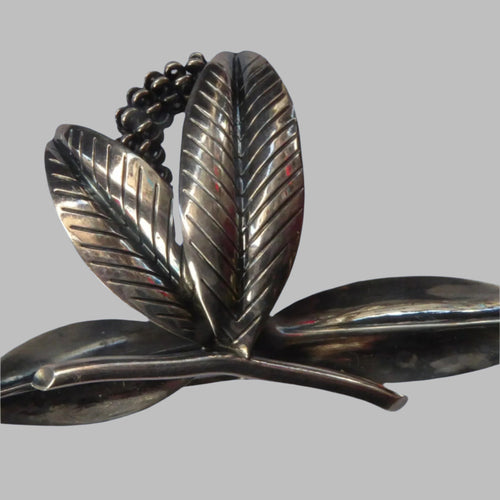 Stylish Scandinavian ANTON MICHELSEN Vintage 1950s Danish Silver Brooch. Signed AM below a Crown