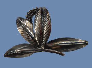 Stylish Scandinavian ANTON MICHELSEN Vintage 1950s Danish Silver Brooch. Signed AM below a Crown