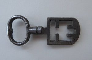 Antique Steel Odell Key. SCOTTISH 18th or 19th Century Door Key for historic EDINBURGH TENEMENT. Good Antique Condition