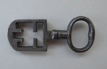Load image into Gallery viewer, Antique Steel Odell Key. SCOTTISH 18th or 19th Century Door Key for historic EDINBURGH TENEMENT. Good Antique Condition
