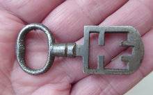 Load image into Gallery viewer, Antique Steel Odell Key. SCOTTISH 18th or 19th Century Door Key for historic EDINBURGH TENEMENT. Good Antique Condition
