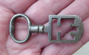 Antique Steel Odell Key. SCOTTISH 18th or 19th Century Door Key for historic EDINBURGH TENEMENT. Good Antique Condition