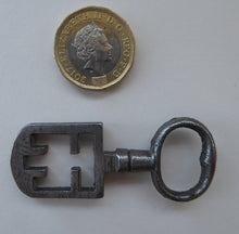Load image into Gallery viewer, Antique Steel Odell Key. SCOTTISH 18th or 19th Century Door Key for historic EDINBURGH TENEMENT. Good Antique Condition
