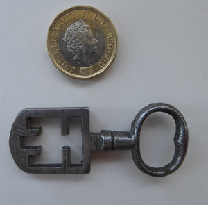 Antique Steel Odell Key. SCOTTISH 18th or 19th Century Door Key for historic EDINBURGH TENEMENT. Good Antique Condition
