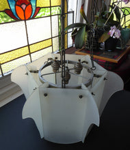 Load image into Gallery viewer, 1930s Art Deco Hanging Light Shade White Frosted Glass Panels on Metal Frame
