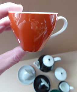 Vintage 1950s German Schonwald Porcelain Coffee Set in Harlequin Colours