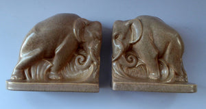 1930s ART DECO Poole. Pair of Carter, Stabler & Adams Elephant Bookends