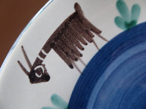 VINTAGE Vincenzo Pinto Vietri Italian Mid Century Side Plate. Hand Decorated with Goats Border. 8 1/2 inches diameter