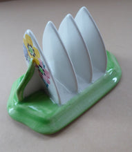 Load image into Gallery viewer, SCOTTISH POTTERY. Sweet Little 1920s BOUGH Ceramic Toast Rack. Hand Painted Spring Flowers
